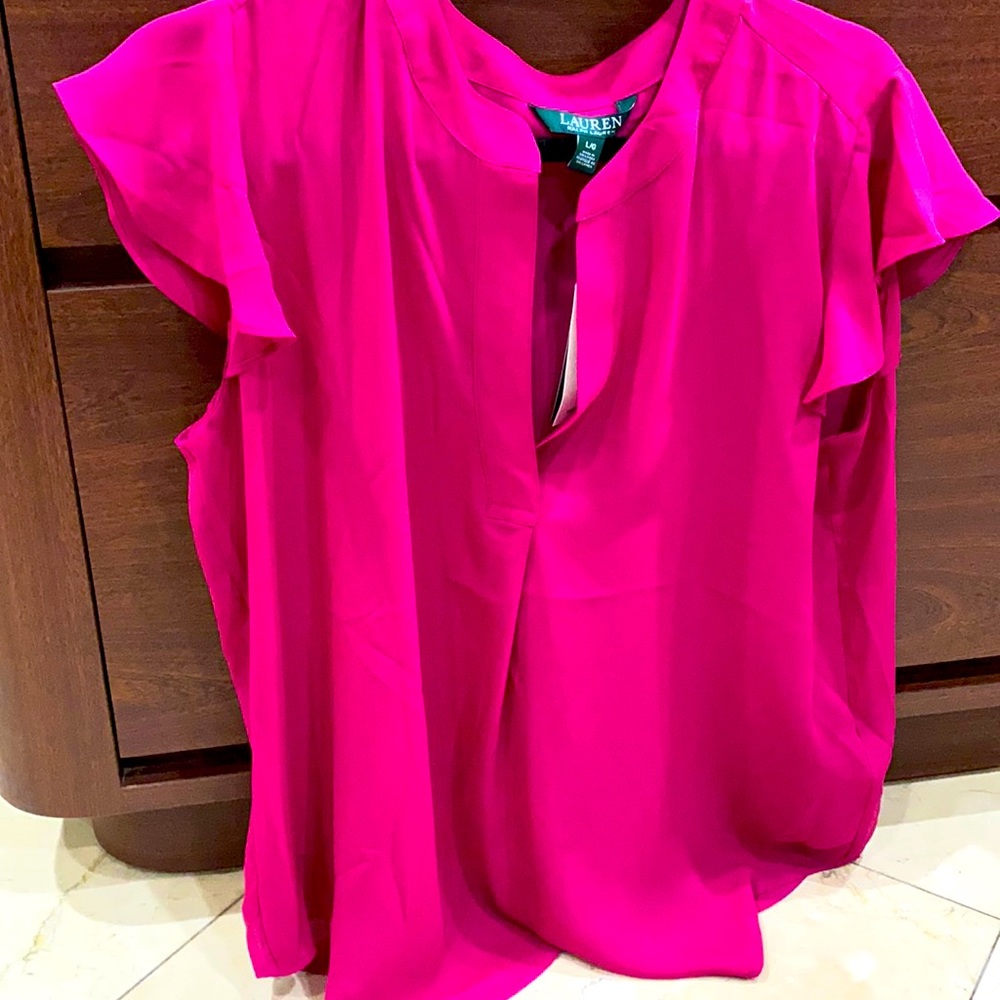 Hot Pink blouse, Ralph Lauren silk top